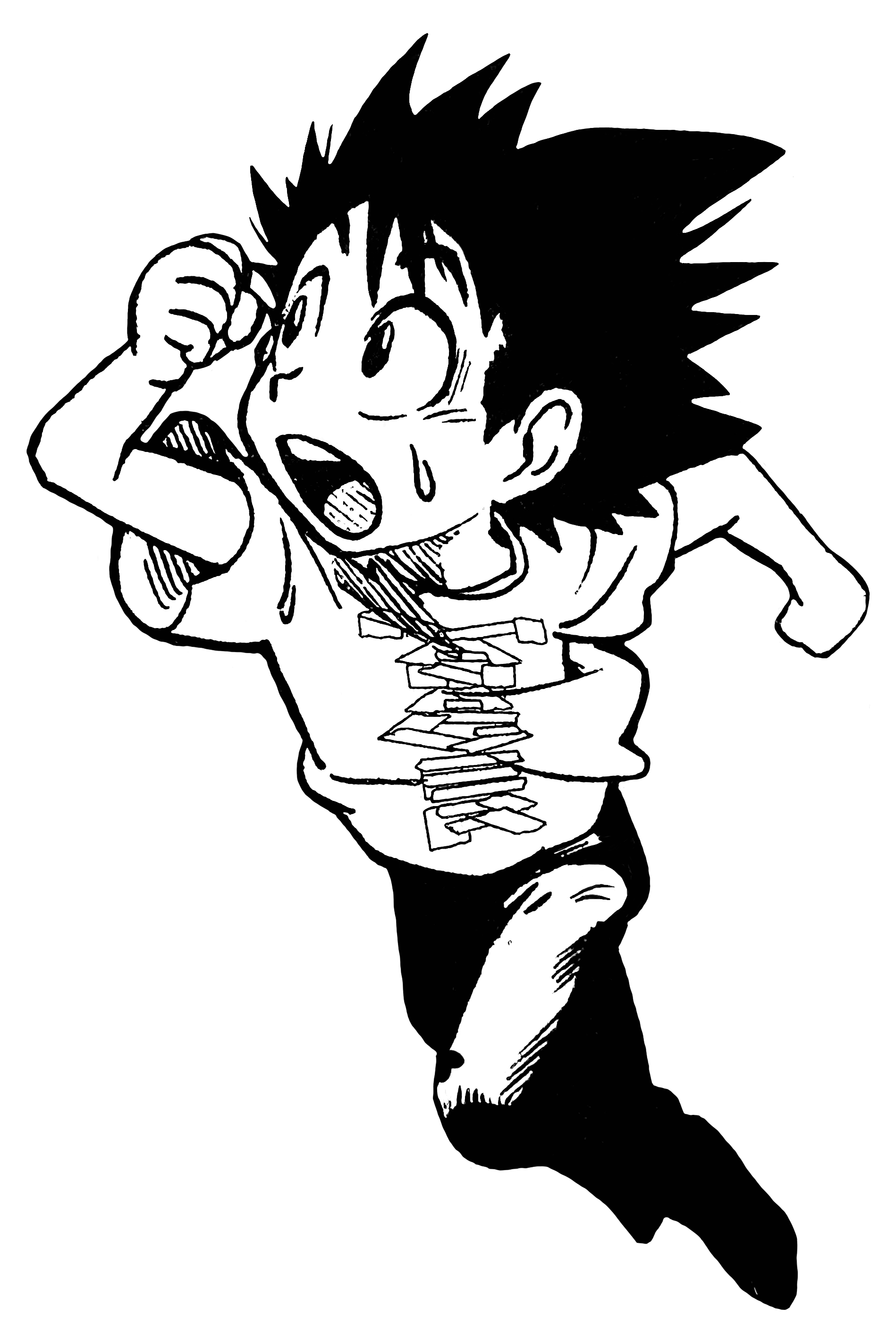 A transparent illustration of Sena running in his gym pants and 'manager' t-shirt.'